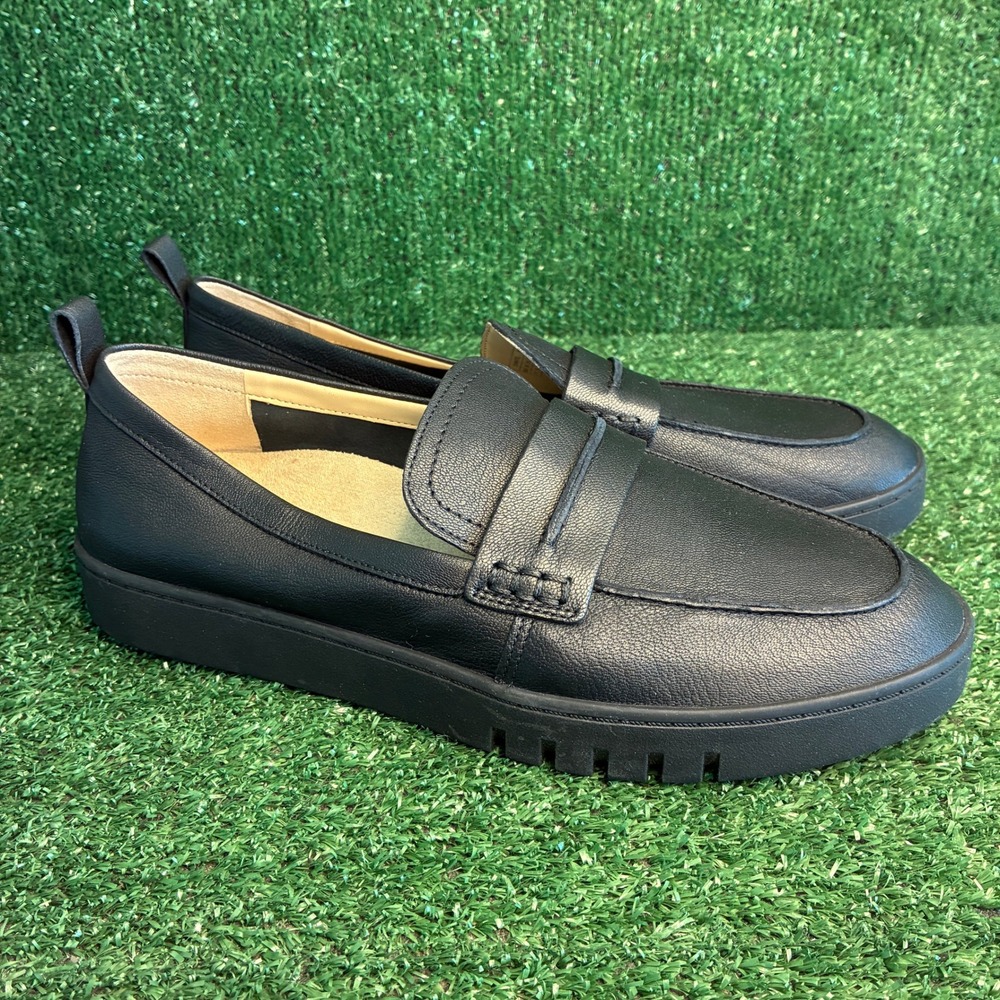 NEW Vionic Chantel Orthotic Support Lug Sole Leather Loafer Black Womens 11 Wide